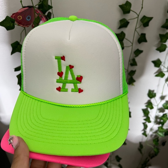 3 snapback hats. red, pink and lime green. - Picture 4 of 5